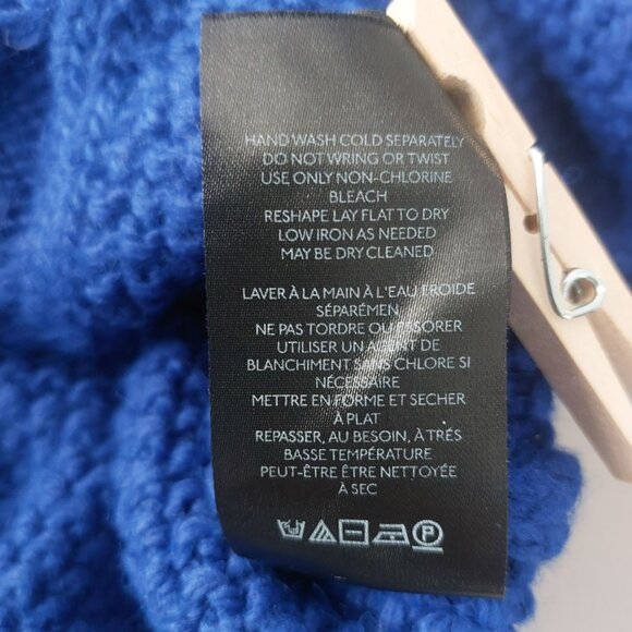 Anthropologie Indigo Blue Sweater Size M Cable Knit Crop Balloon Sleeve Warm EUC - Picture 9 of 14